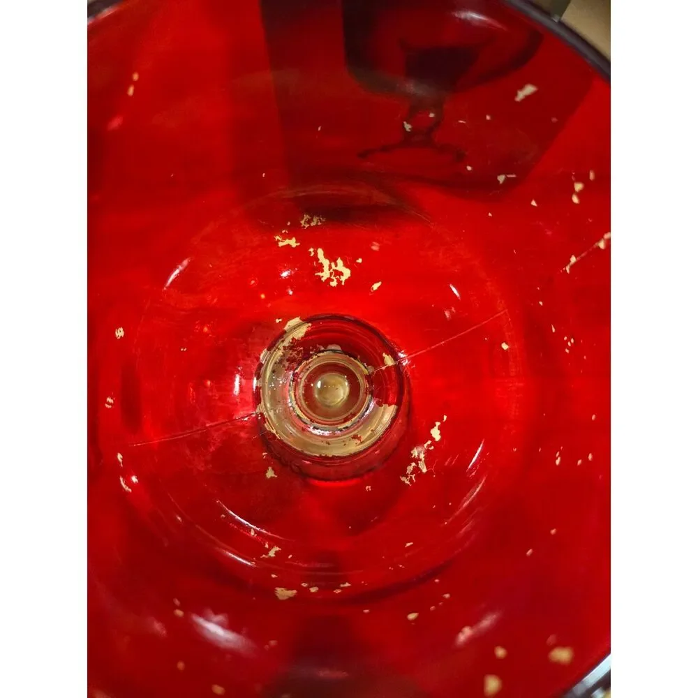 Vintage Indiana Glass Coupe Chandelier Ruby Red Candle Chalice Set of 2 Boxed